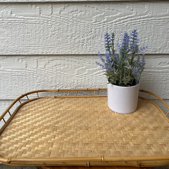 Vintage Rattan Wicker Serving Tray Boho Farmhouse - Picture 3 of 5